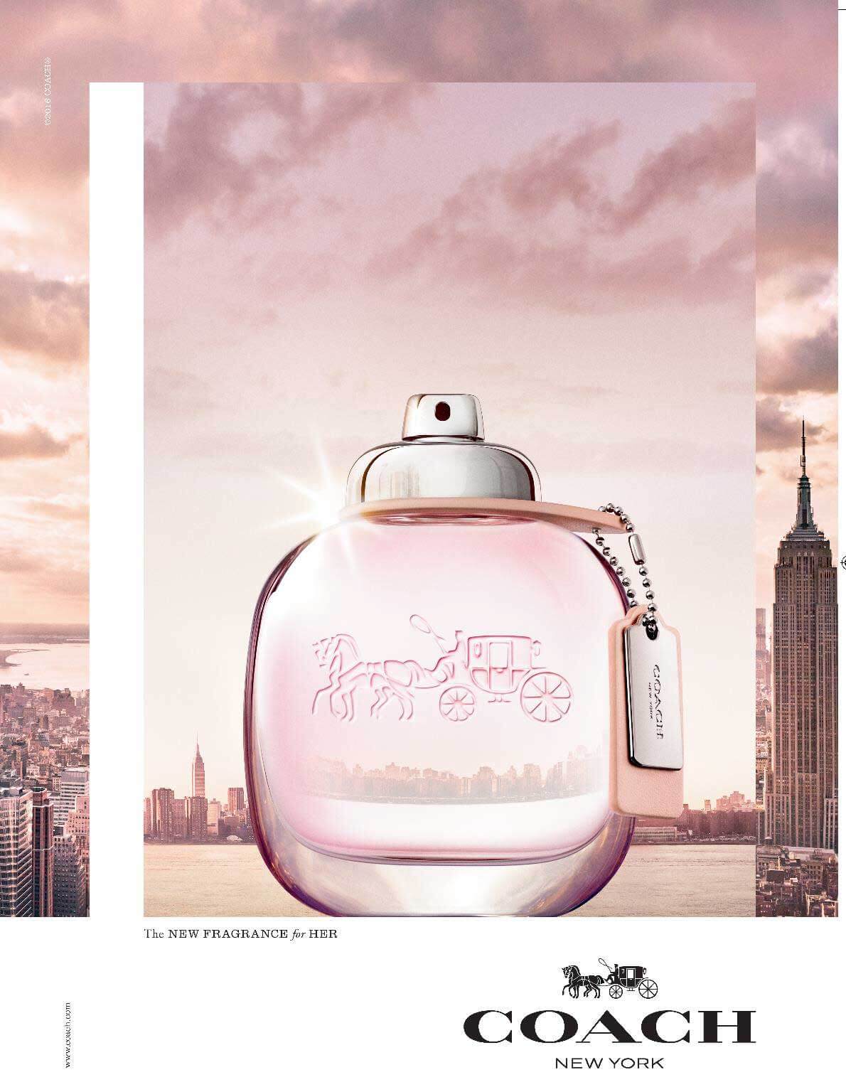 New York Eau De Toilette แรงบัลดาลใจจากผู้คนในนิวยอร์คซิตี้ เหมาะกับสาวๆที่ชอบน้ำหอมที่มีความหอมอ่อนๆ  ให้ความรู้สึกผ่อนคลายและสดชื่น นอกจากความหอมที่ชวนหลงไหลแล้ว   การออกแบบของ Coach Eau de Toilette ก็ยังสวยงามน่าดึงดูดไม่แพ้ตัวน้ำหอมเลยทีเดียว บริเวณด้านหน้าของขวดน้ำหอมมีการสลักลายรถม้าซึ่งเป็นโลโก้ของแบรนด์ Coach   ส่วนสเปรย์มีลักษณะคล้าย Turnlock ซึ่งเป็น signature ของ กระเป๋า Coach นอกจากนี้ยังมี Hangtag หนังสีชมพูช่วยเพิ่มความหรูหราให้กับน้ำหอมมากขึ้นอีกด้วย