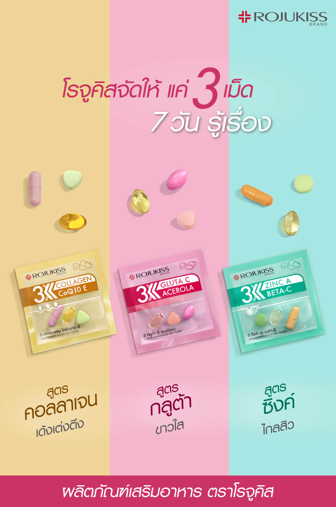 Rojukiss , 3 Zinc A Beta-C , Rojukiss 3 Zinc A Beta-C , Rojukiss 3 Zinc A Beta-C , ผลิตภัณฑ์เสริมอาหาร , ผลิตภัณฑ์เสริมอาหารสิว , Zinc , Zinc Rojukiss